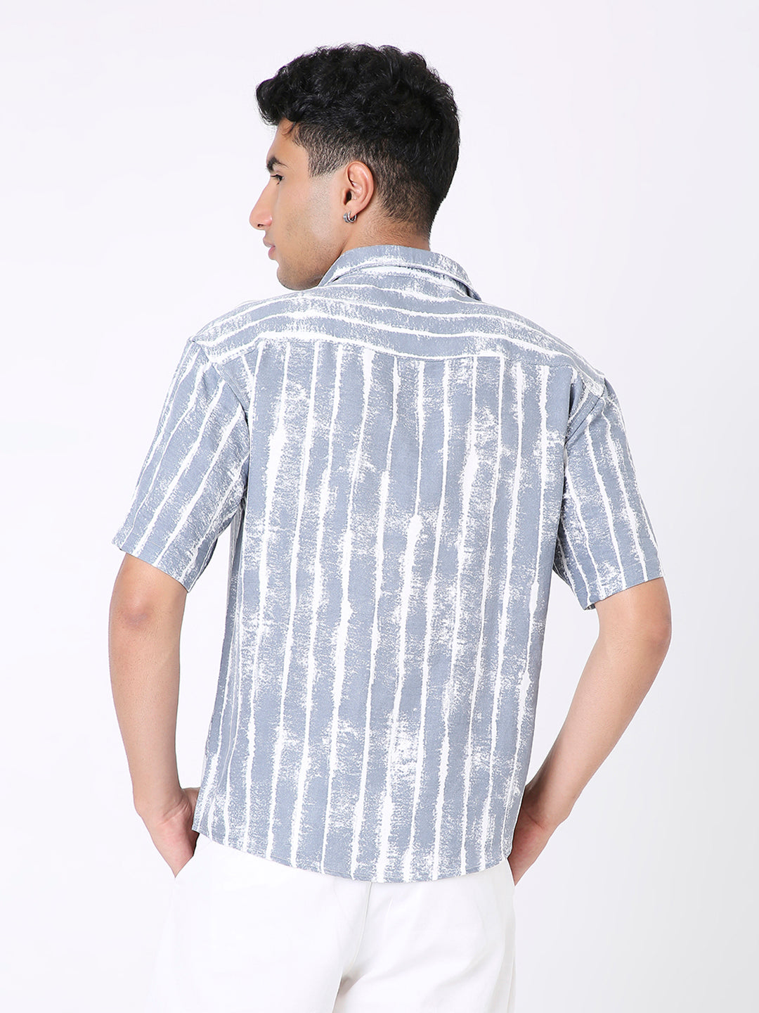 BLUE PRINTED SHORT SLEEVE SHIRT