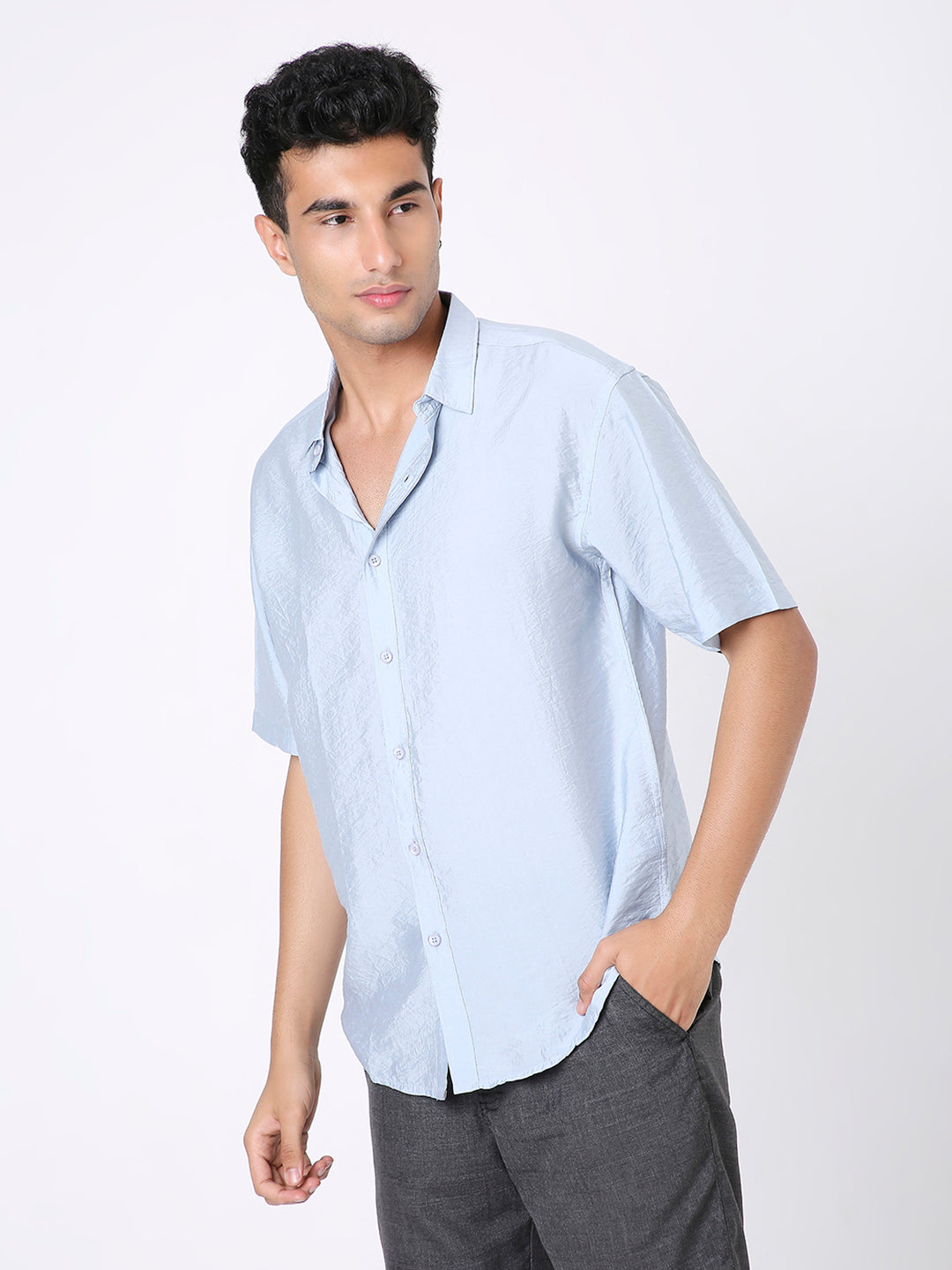 BLUE ESSENTIAL VISCOSE SHIRT