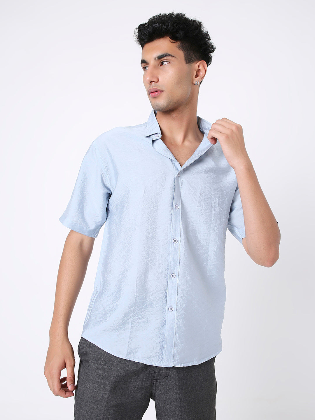 BLUE ESSENTIAL VISCOSE SHIRT