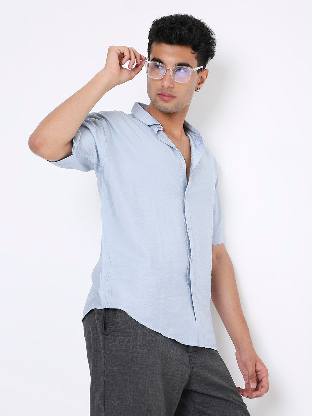 BLUE ESSENTIAL VISCOSE SHIRT