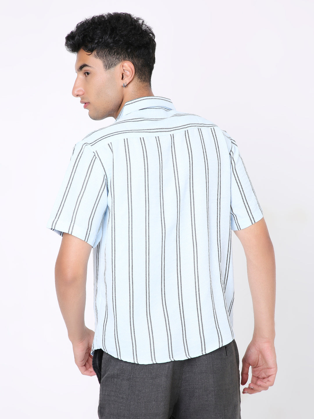 BLUE & BLACK STRIPED CASUAL SHIRT
