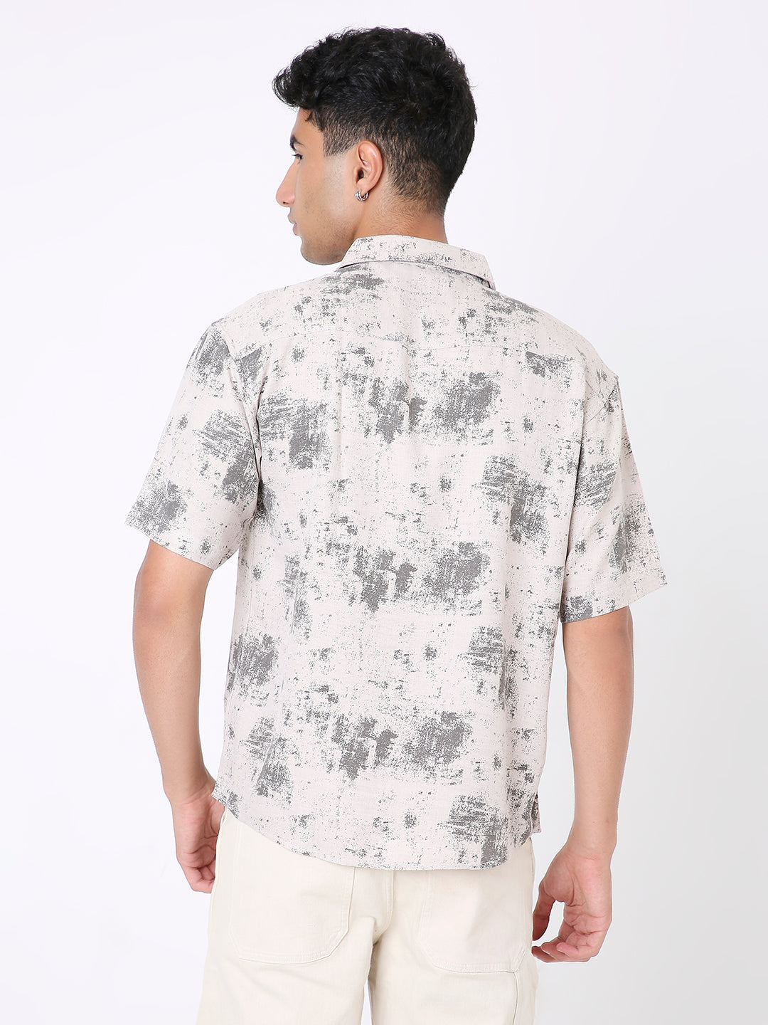 BEIGE PRINTED SHORT SLEEVE SHIRT