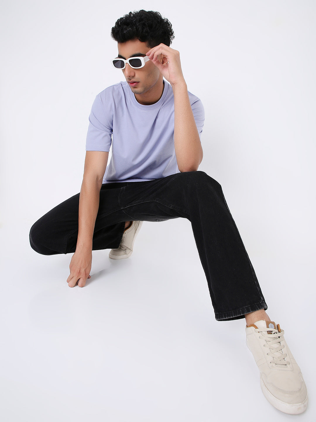 RELAXED FIT LAVENDER SOLID TSHIRT