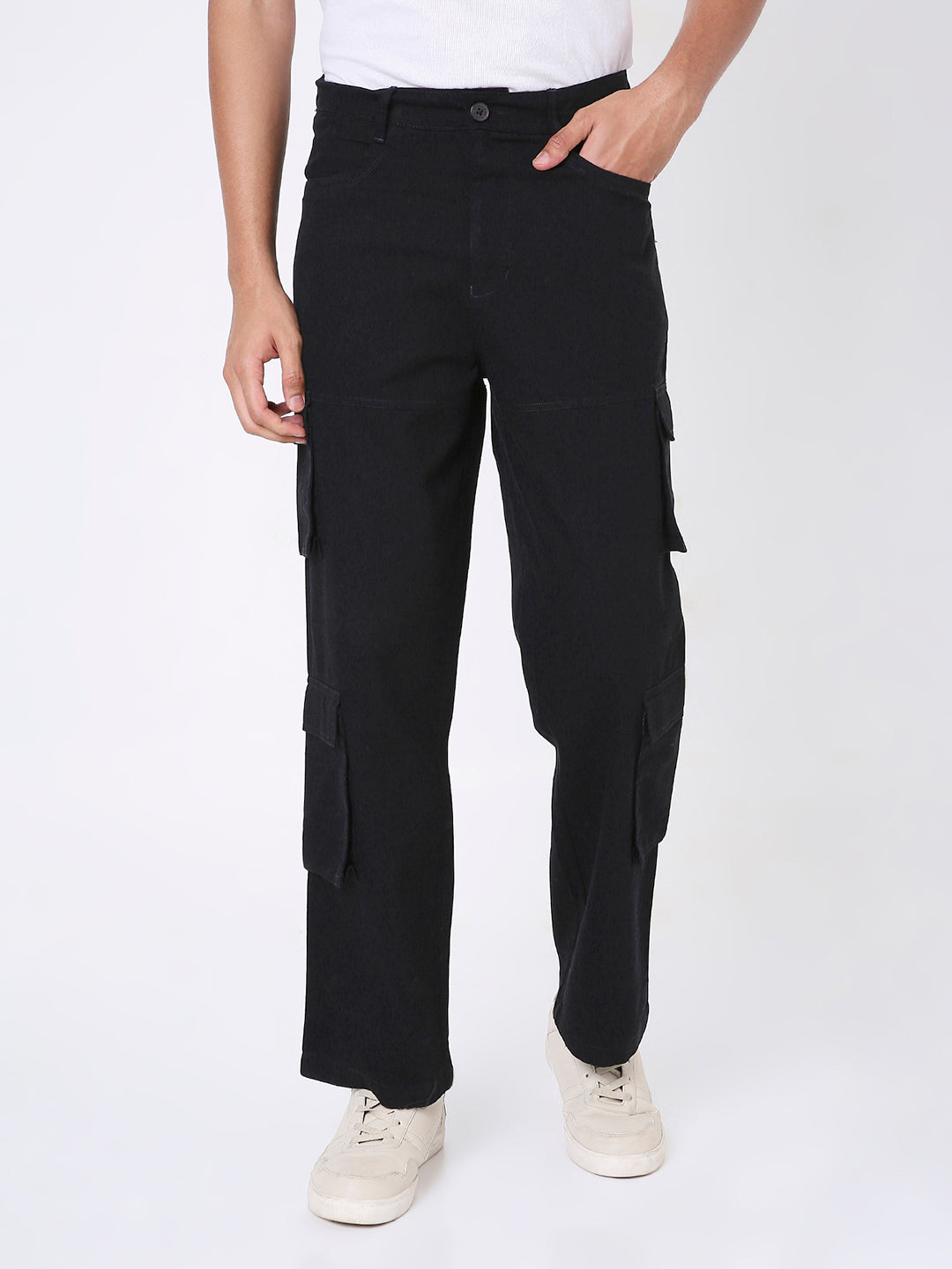 BLACK 8 POCKET CARGO PANTS
