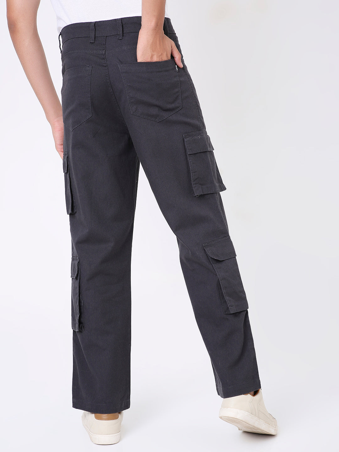 UNISEX RELAXED FIT  8 POCKET DARK GREY CARGO PANTS