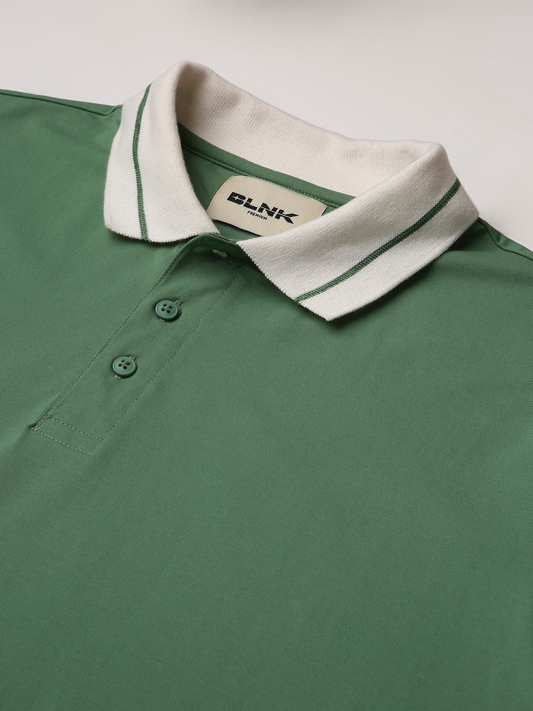 Green Polo T-Shirt with Contrast Collar