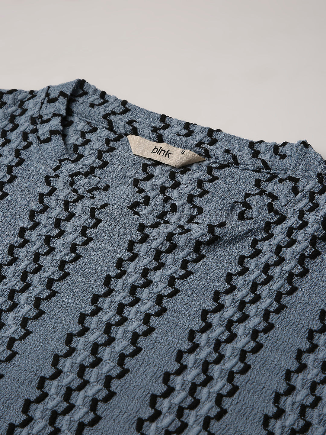 BLUE PATTERNED CREW NECK BOYFRIEND T-SHIRT