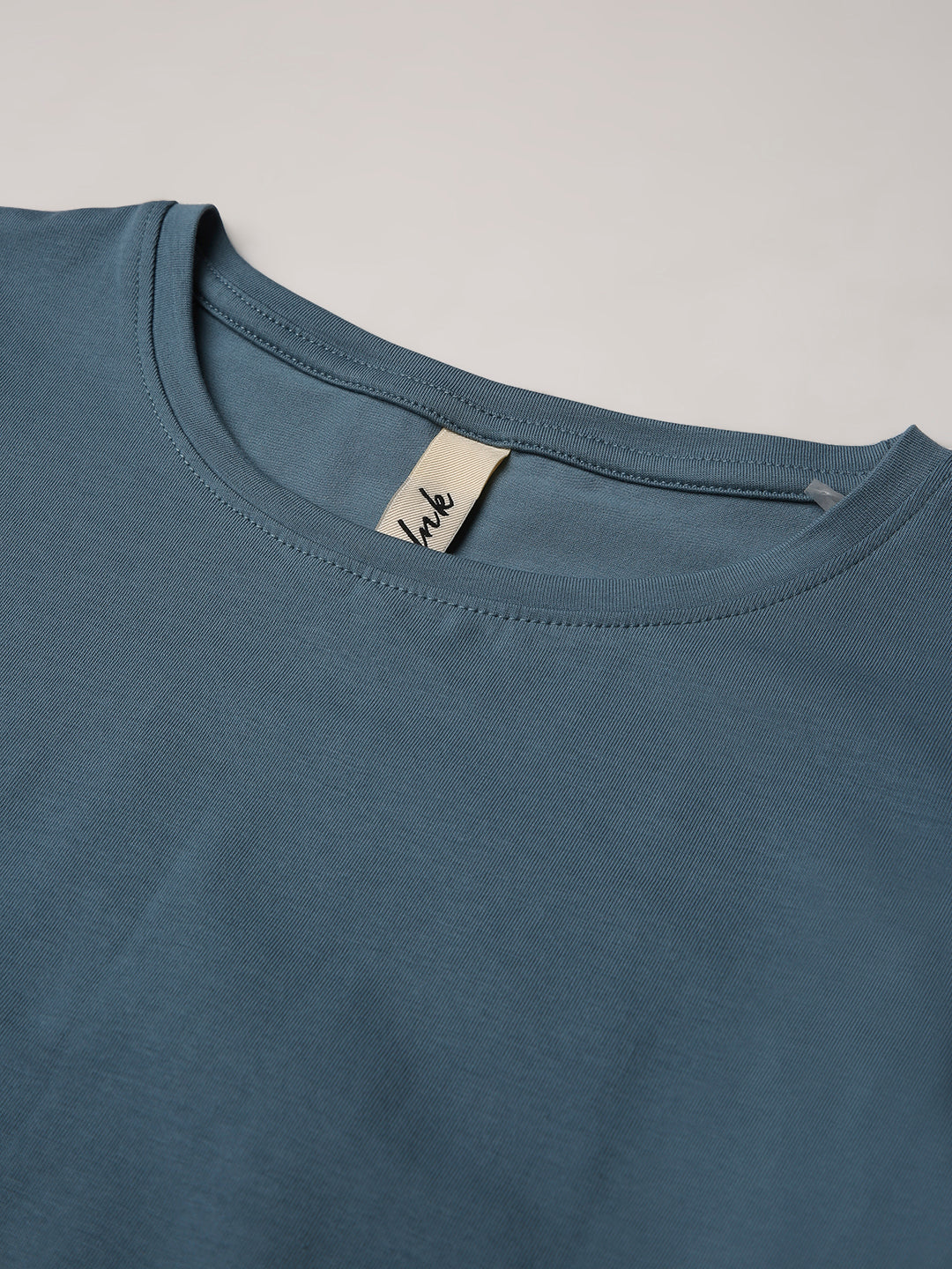 TEAL BLUE Half-Sleeve Fitted Crop Top