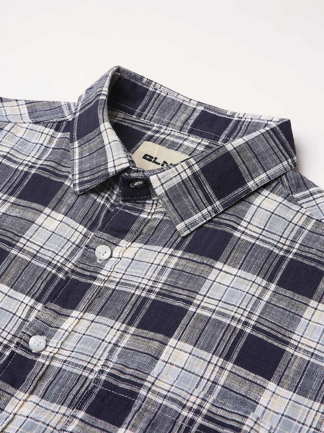Navy Checked Shirt Casual Style
