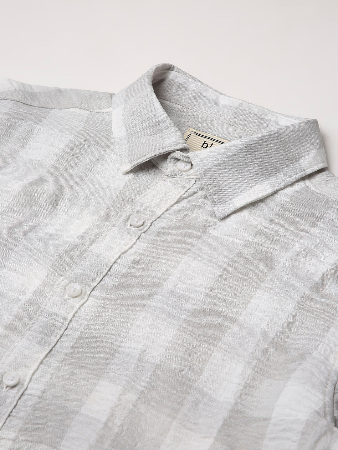GREY Linen Blend Check Casual Shirt