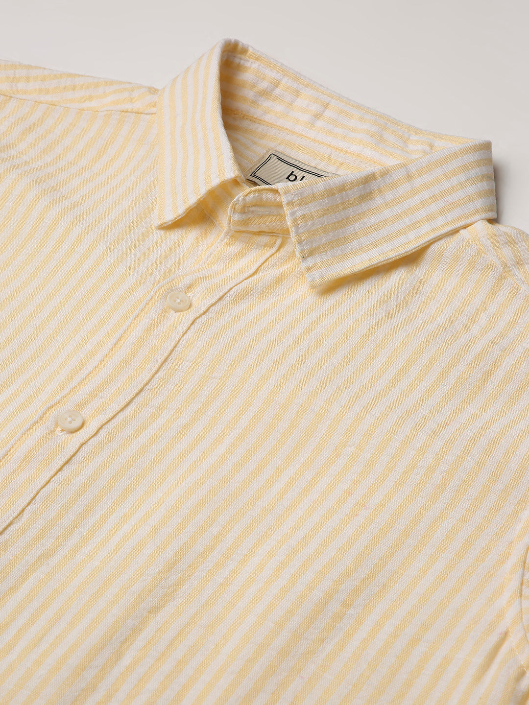 yellow Vertical Striped Casual Shirt