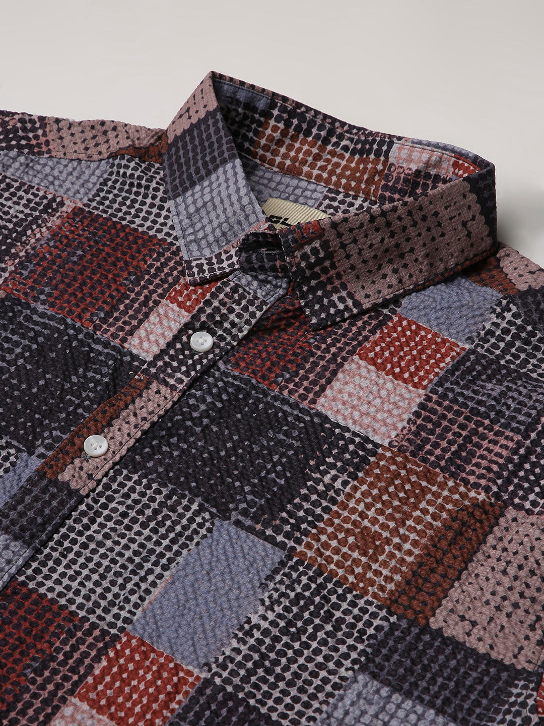 Multicolor Checks Printed Textured Shirt