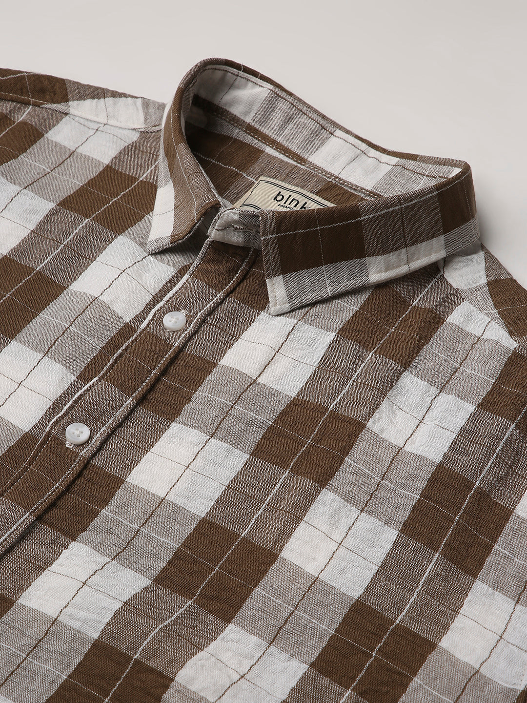 BROWN Checkered Short Sleeve Casual Shirt