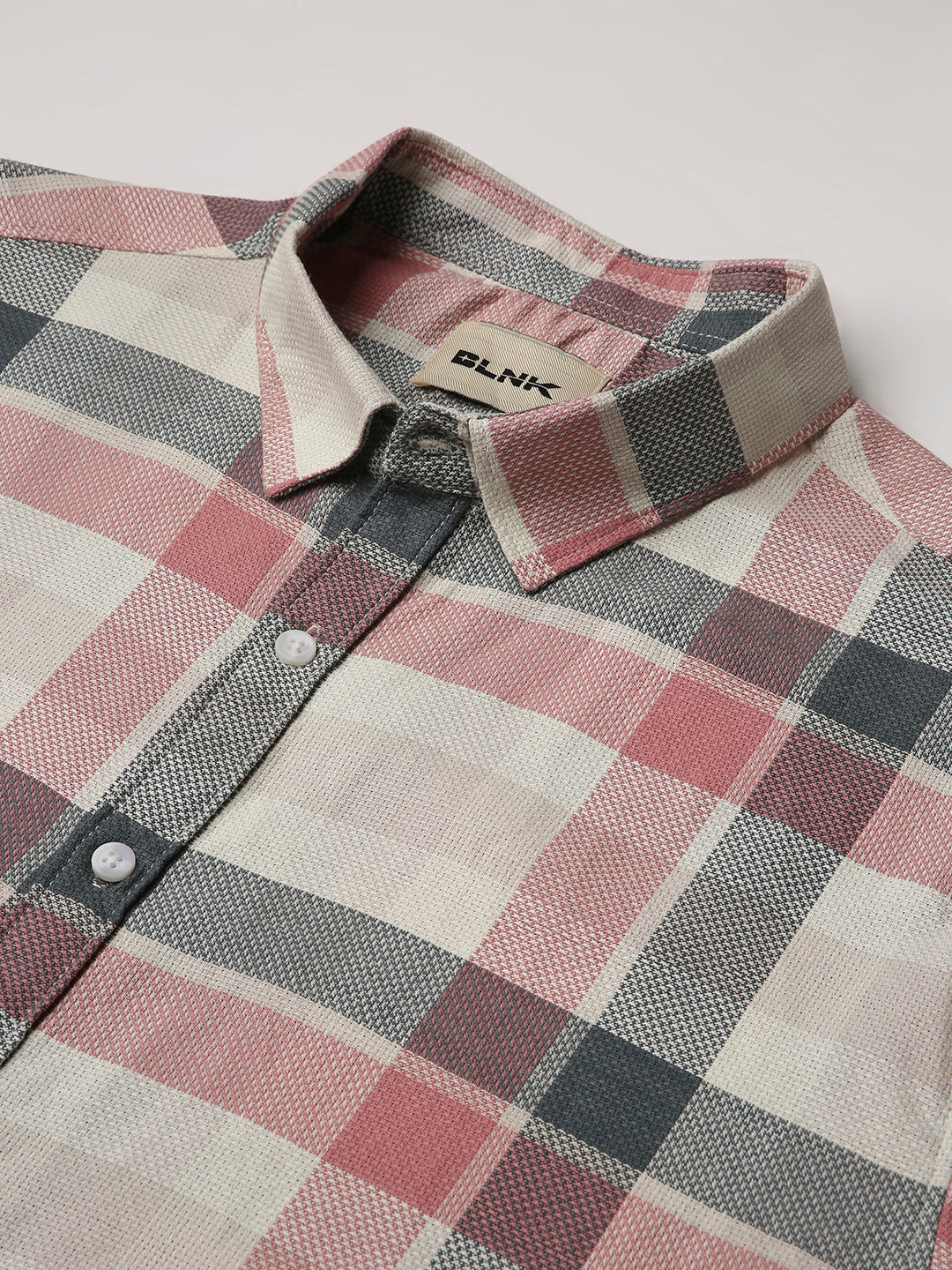 PEACH Textured Checkered Cotton Shirt