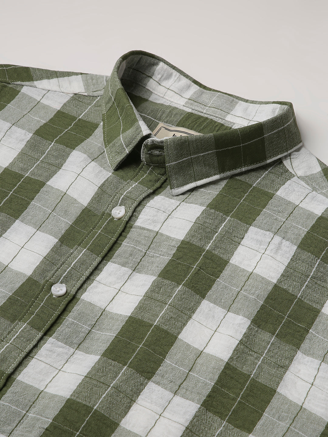 GREEN Checkered Short Sleeve Casual Shirt
