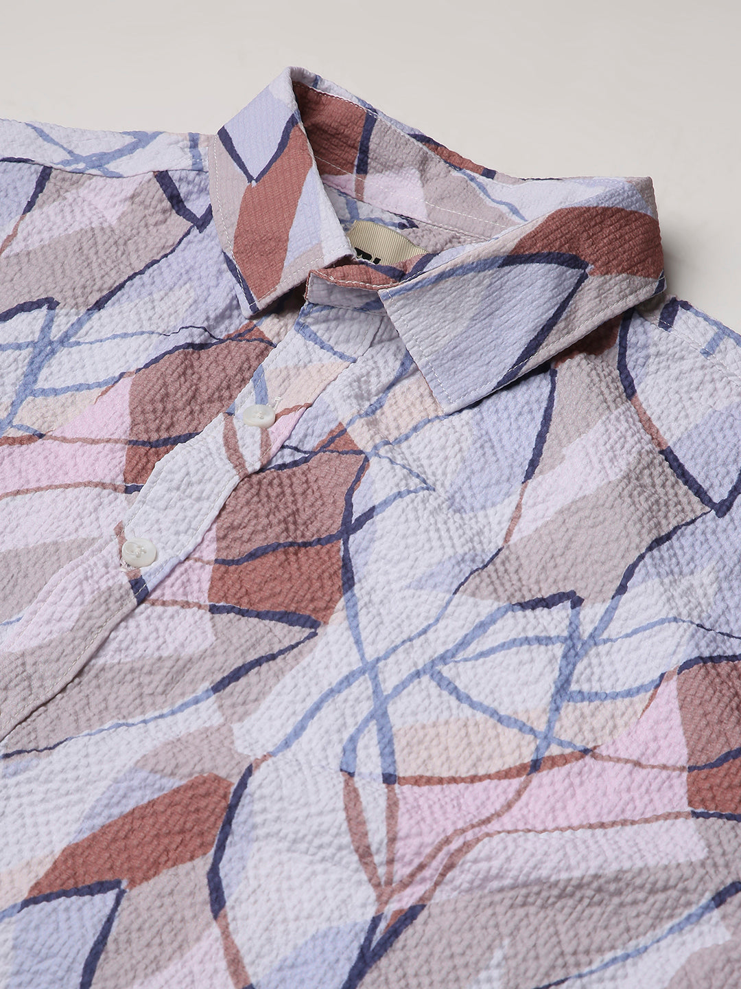 Pastel Abstract Geometric Print Oversized Shirt