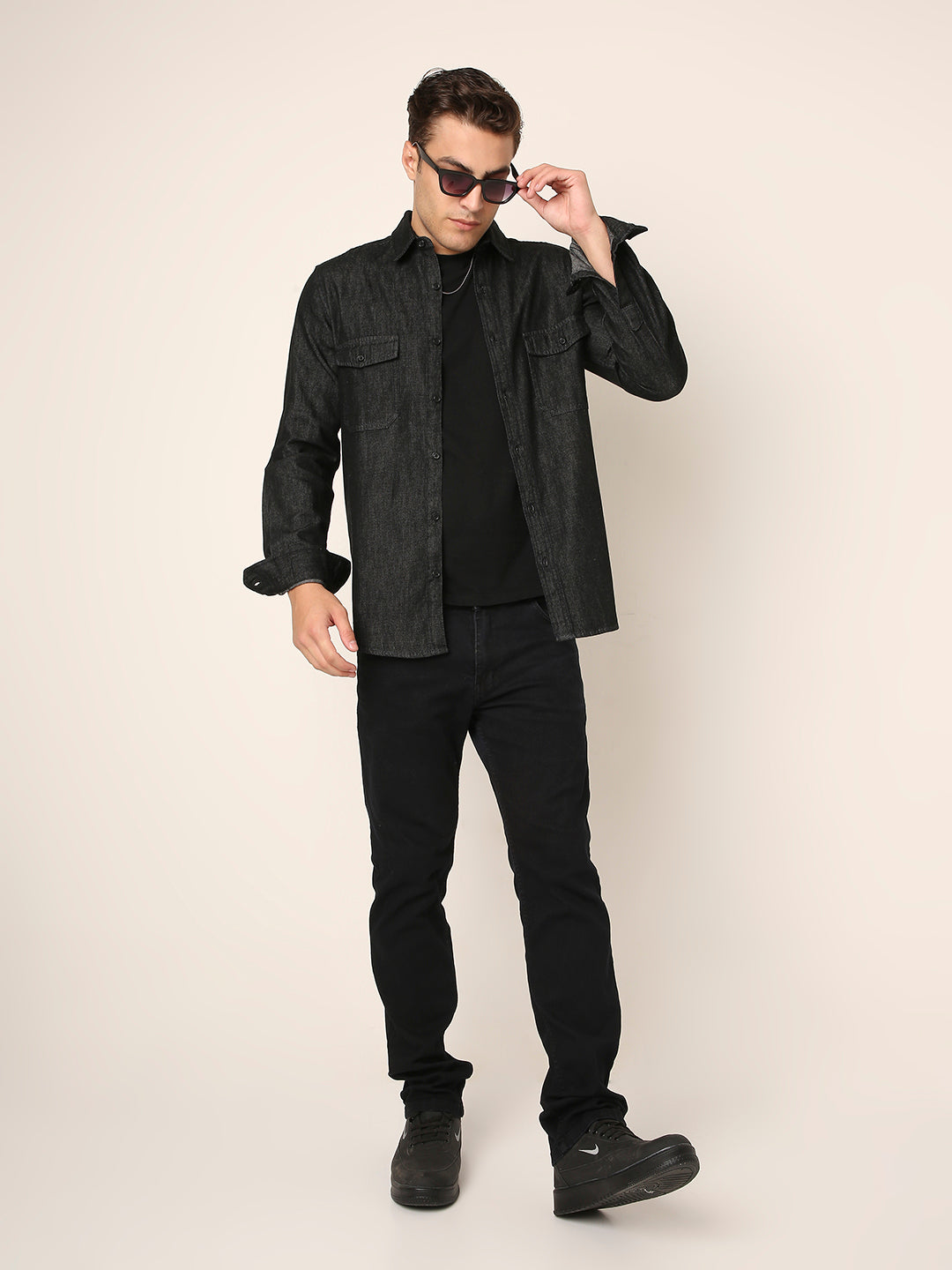 Raw Black Denim Casual Shirt