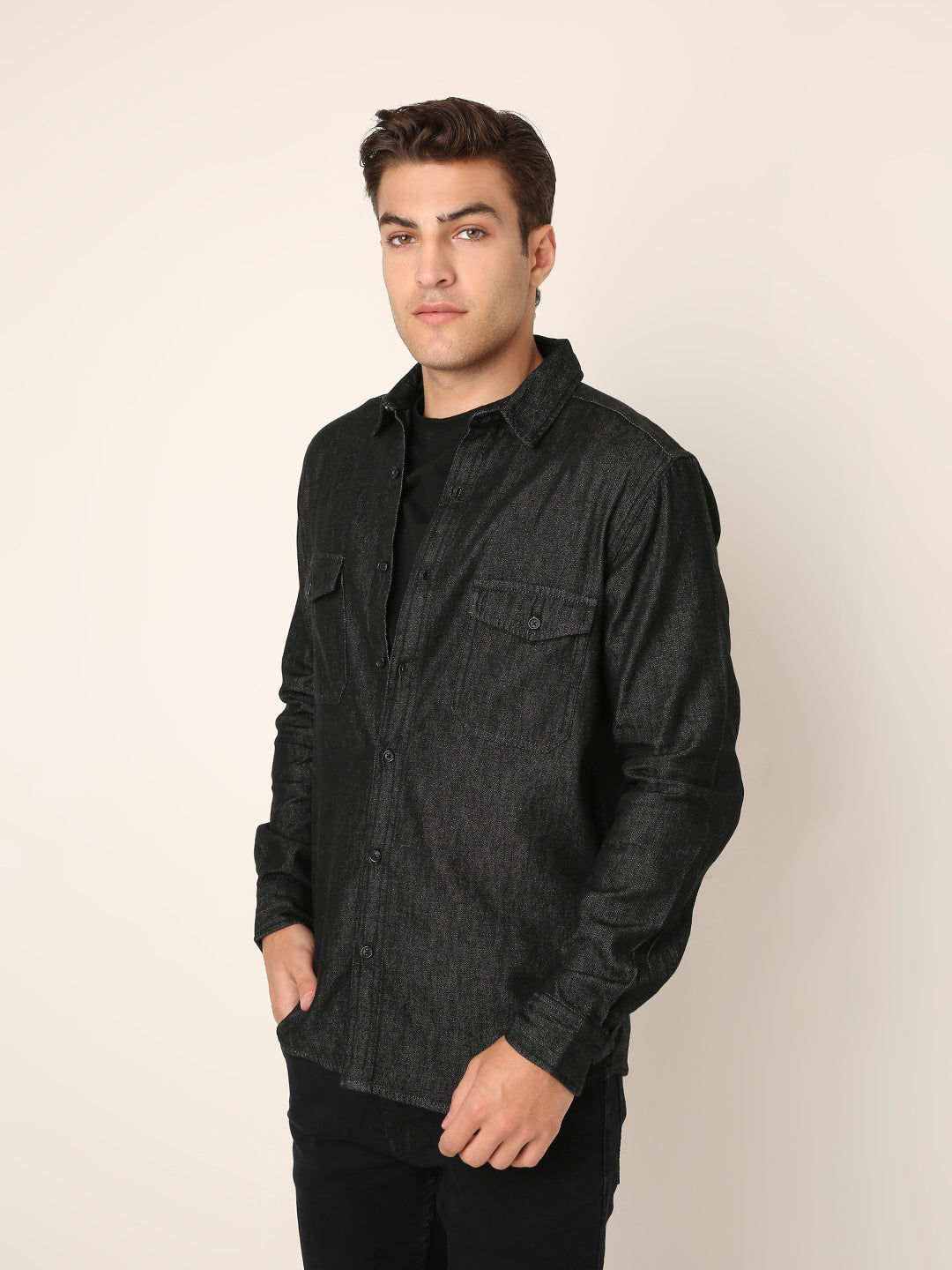 Raw Black Denim Casual Shirt